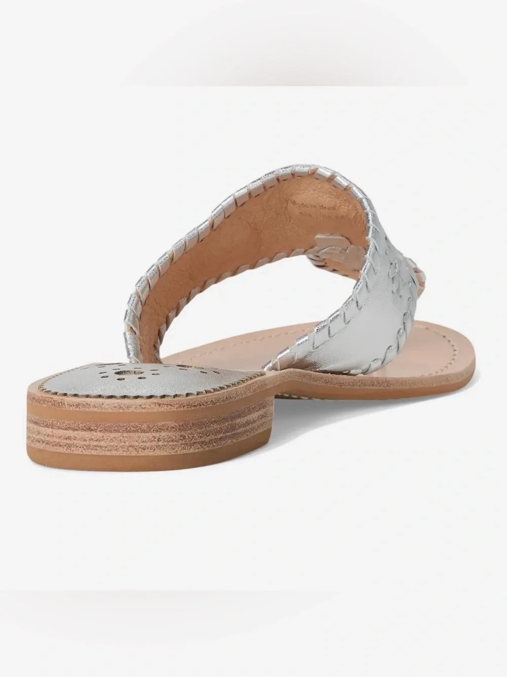 Jack Rogers Palm Beach Silver Leather  Thong Sandals, Size 7, NWOT
